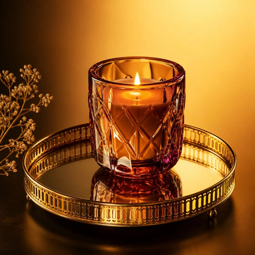 Amber Glass Candle Holder - View 5