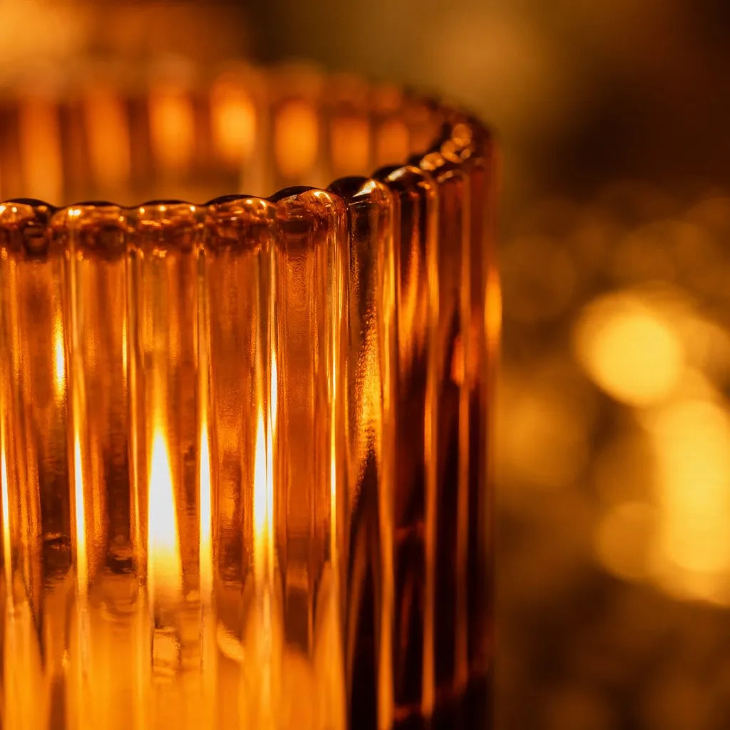 Amber Glass Candle Holder - View 2