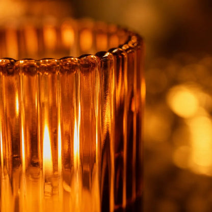 Amber Glass Candle Holder - View 2