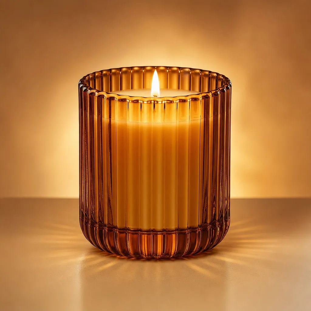 Amber Glass Candle Holder - Main View