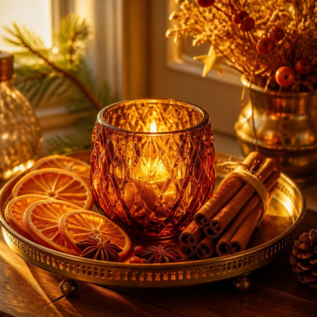 Amber Glass Candle Holder - View 4